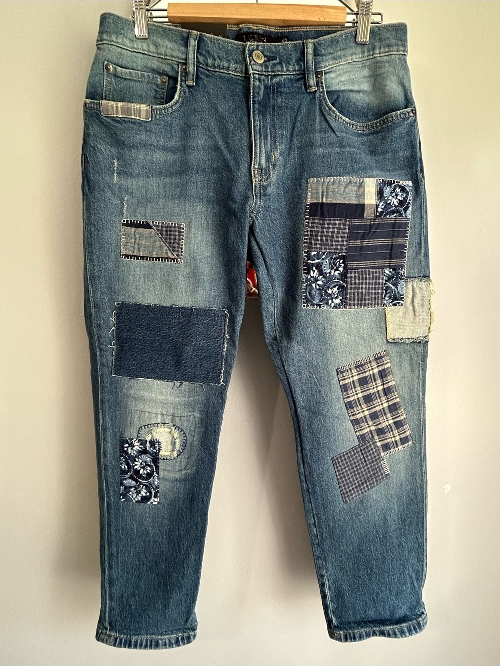 Lauren Ralph Lauren Blue Relaxed Patchwork Jeans -Sz8 - Picture 4 of 12